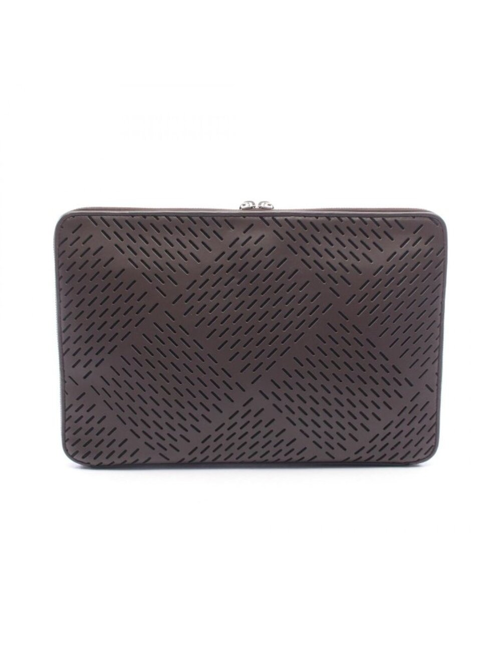 Bottega Veneta Clutch Perforated Dark Brown Black Leather